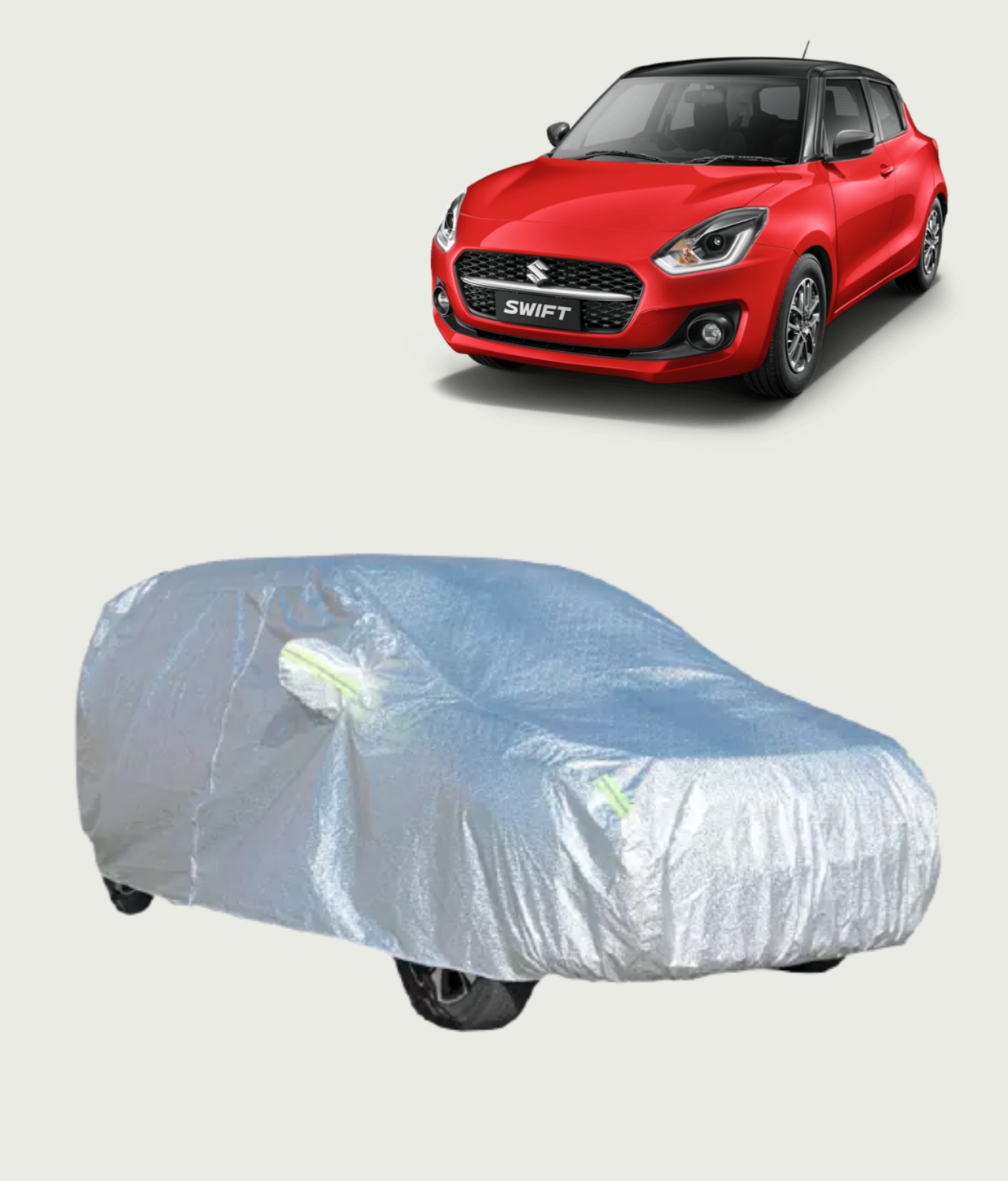 Maruti Suzuki Swift Premium Silver Outdoor Car Cover - Nellai Tarpaulin